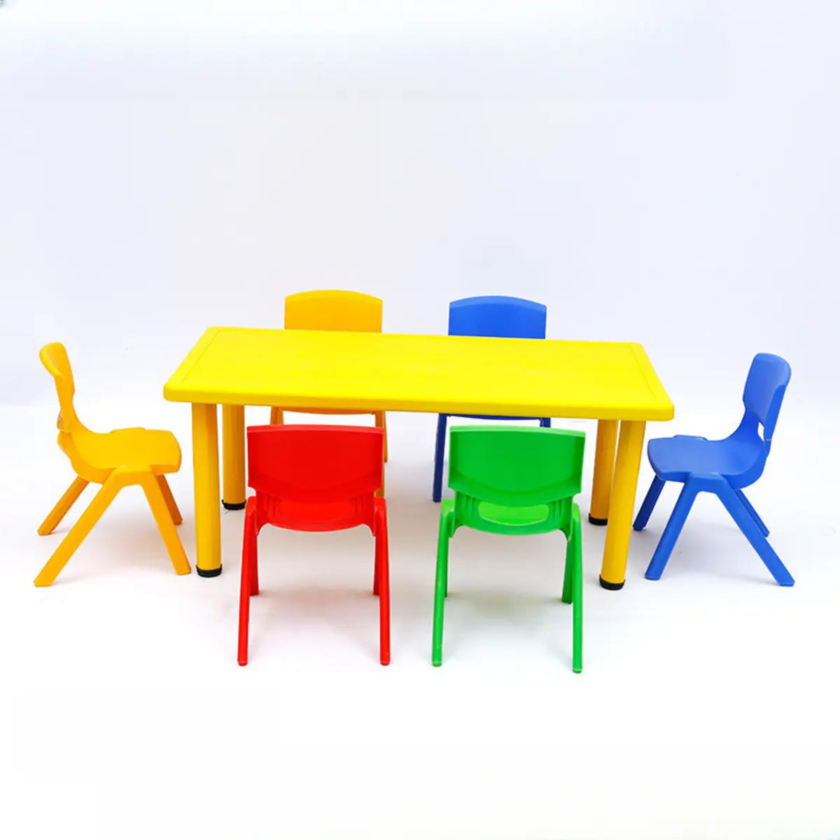 Yellow Rectangular Waterproof Toddler Table Cahir Set Image - 7
