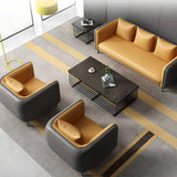 Yellow Removable Cushions Faux Leather 3-Seater Sofa Image - 10
