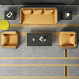 Yellow Removable Cushions Faux Leather 3-Seater Sofa Image - 11