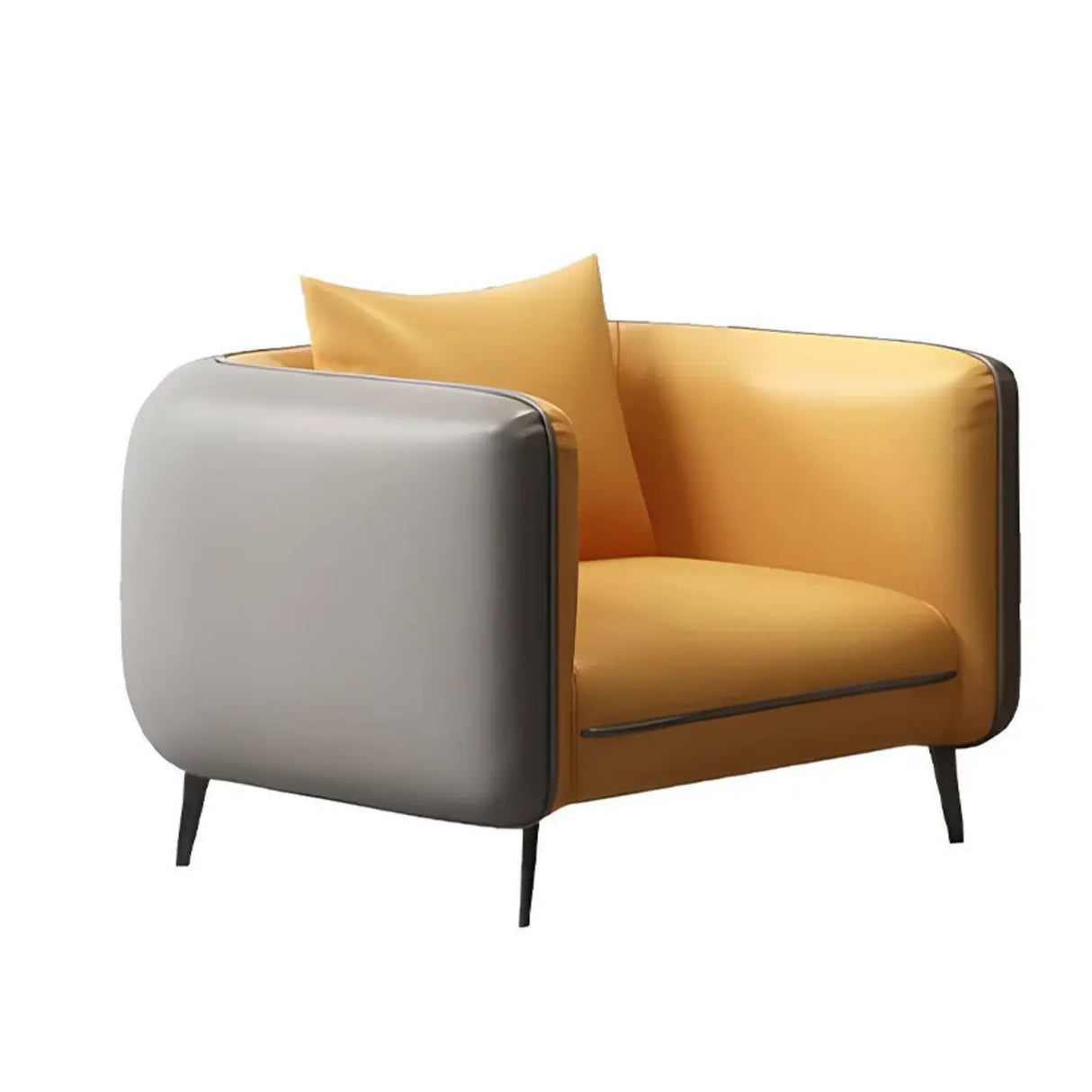 Yellow Removable Cushions Faux Leather 3-Seater Sofa Image - 3