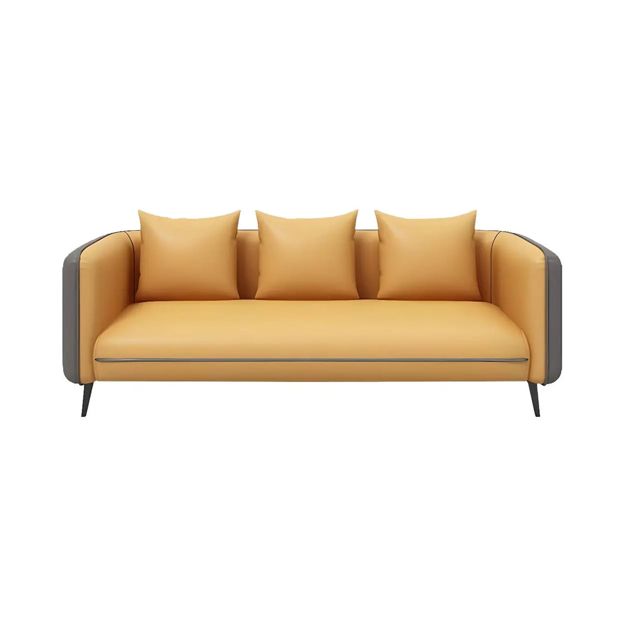 Yellow Removable Cushions Faux Leather 3-Seater Sofa Image - 9