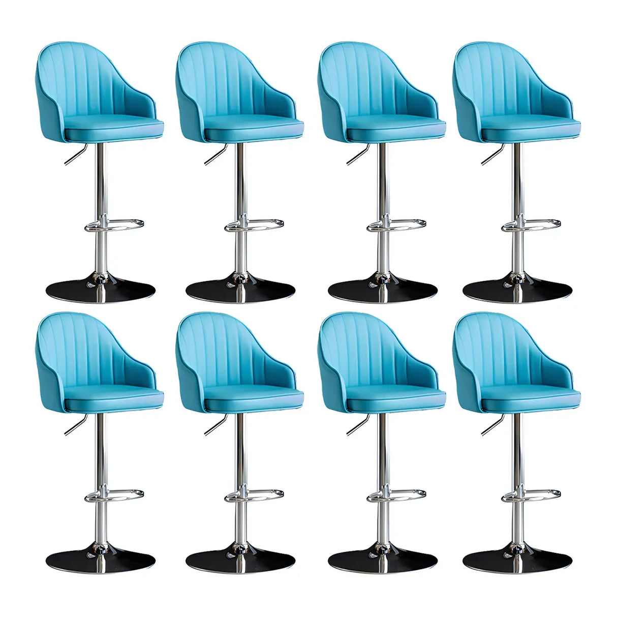 Yellow Round Metal Adjustable PU Leather Bar Stool Image - 31