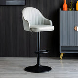 Yellow Round Metal Adjustable PU Leather Bar Stool Image - 32