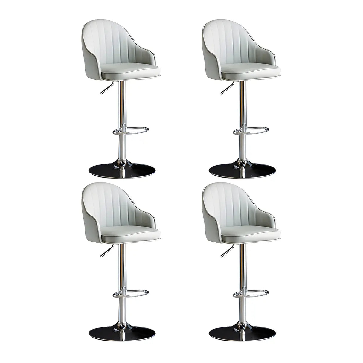 Yellow Round Metal Adjustable PU Leather Bar Stool Image - 39