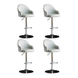 Yellow Round Metal Adjustable PU Leather Bar Stool Image - 39