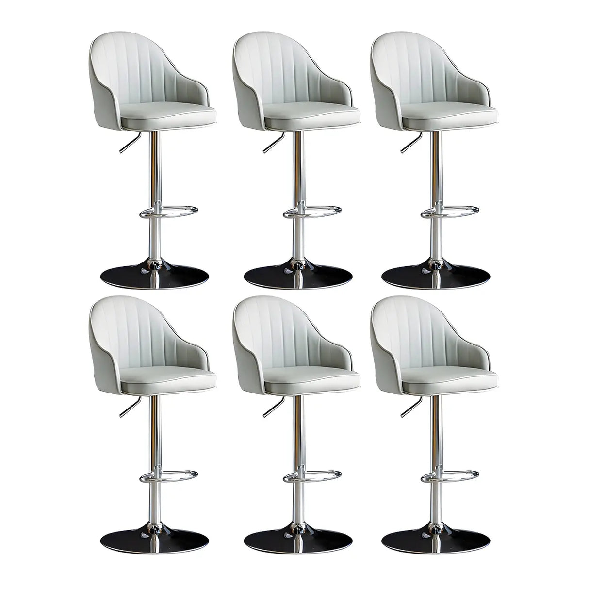 Yellow Round Metal Adjustable PU Leather Bar Stool Image - 40