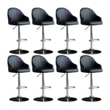 Yellow Round Metal Adjustable PU Leather Bar Stool Image - 60