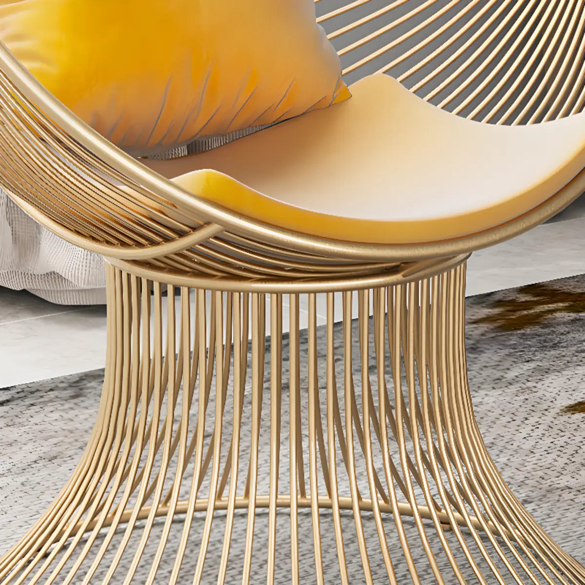 Yellow Skin-Friendly Velvet Fixed Back Papasan Chair Image - 10