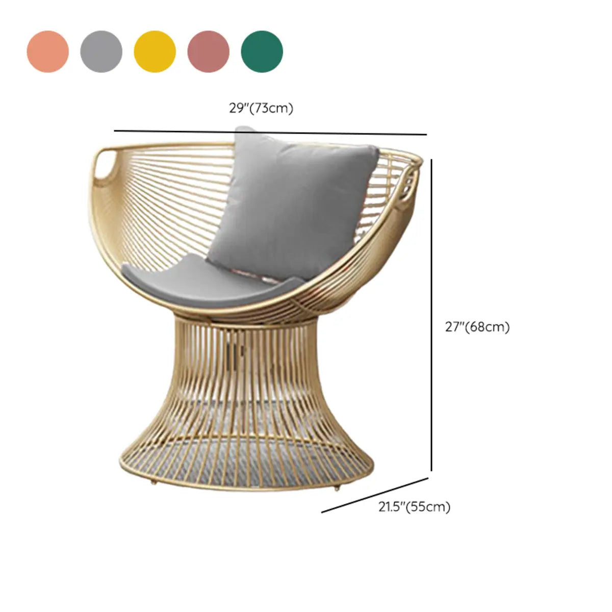 Yellow Skin-Friendly Velvet Fixed Back Papasan Chair 
