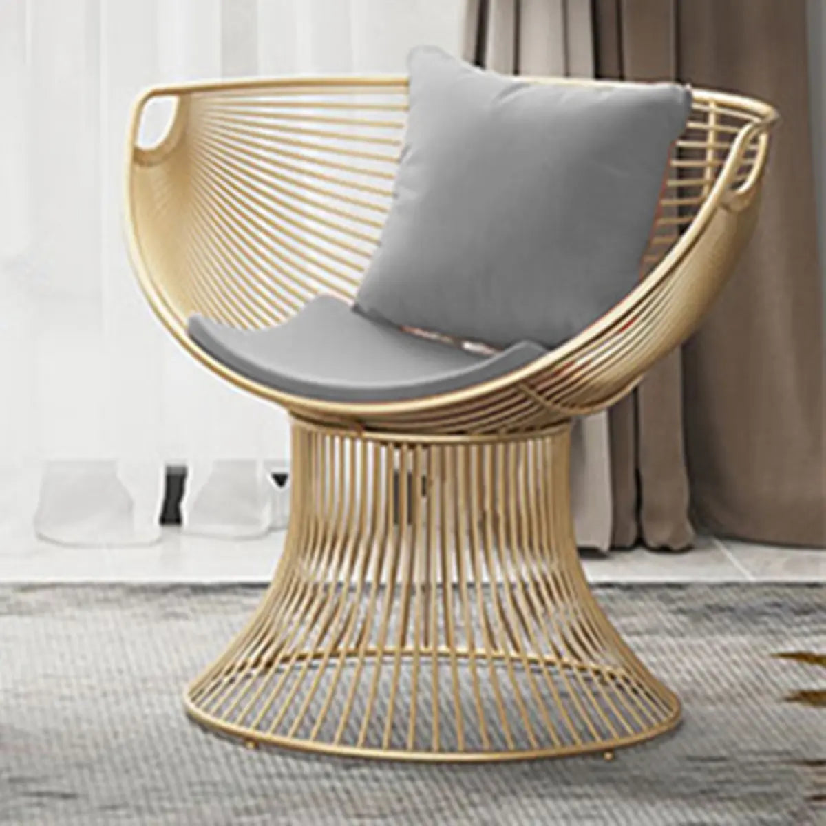 Yellow Skin-Friendly Velvet Fixed Back Papasan Chair Image - 2
