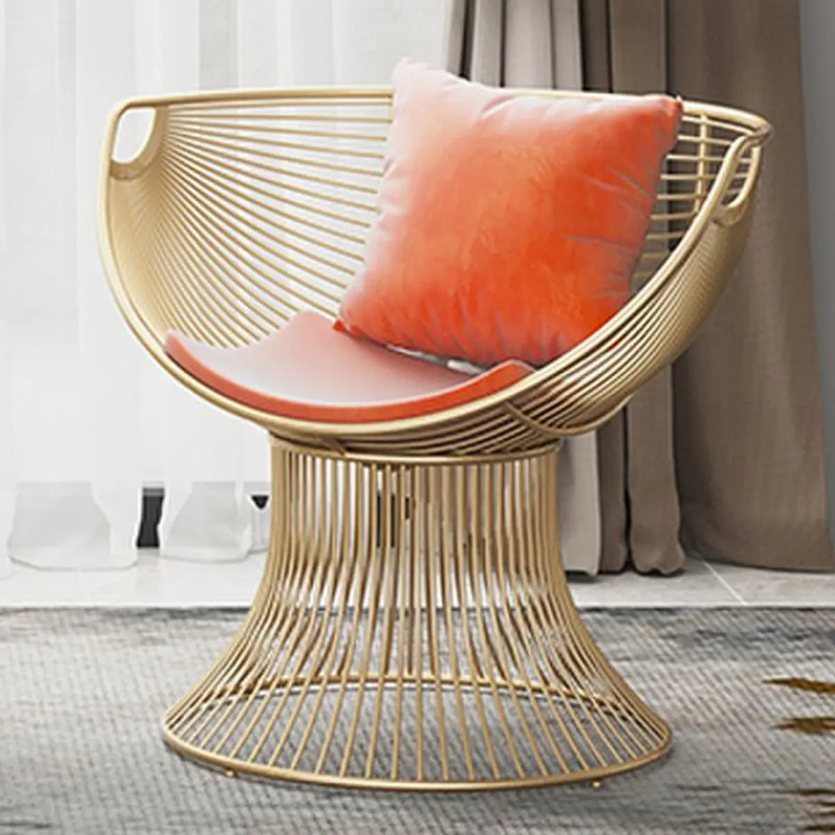 Yellow Skin-Friendly Velvet Fixed Back Papasan Chair Image - 3