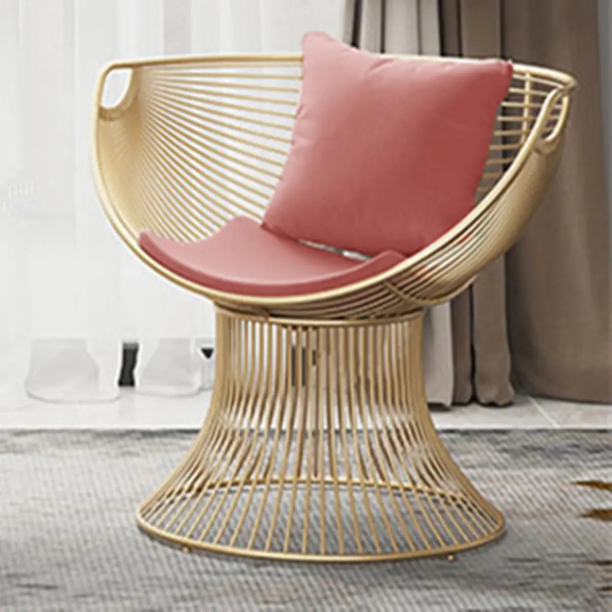 Yellow Skin-Friendly Velvet Fixed Back Papasan Chair Image - 7