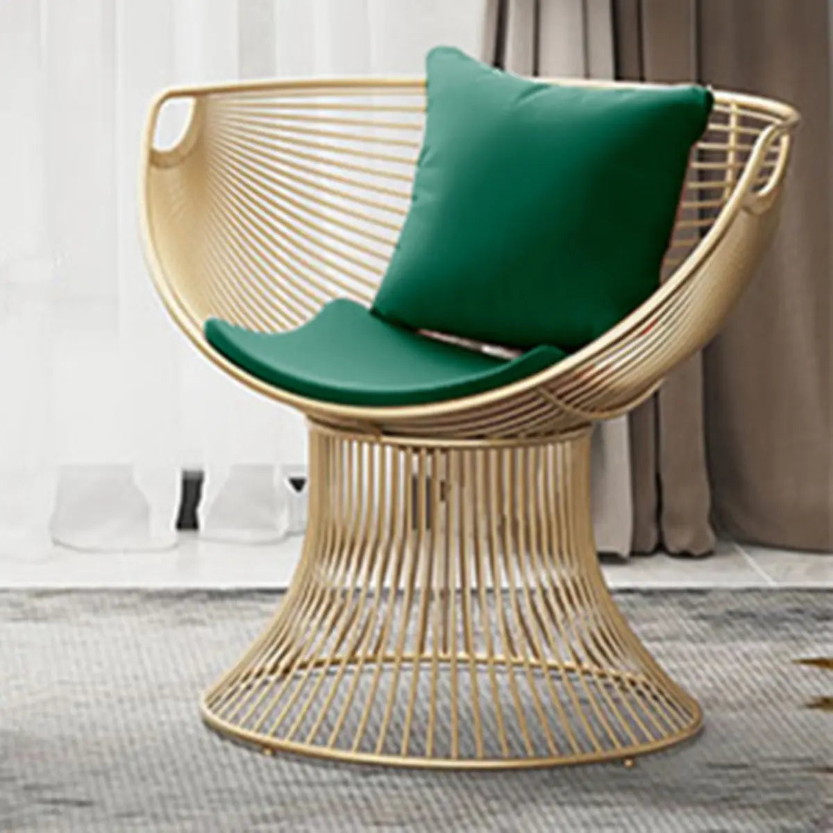 Yellow Skin-Friendly Velvet Fixed Back Papasan Chair Image - 9