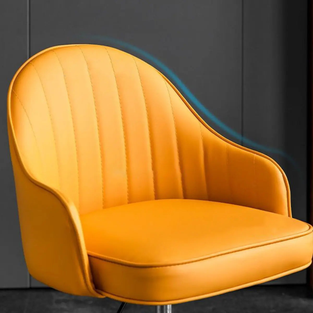 Yellow Swivel Leather Adjustable Seat Height Office Chair Image - 11