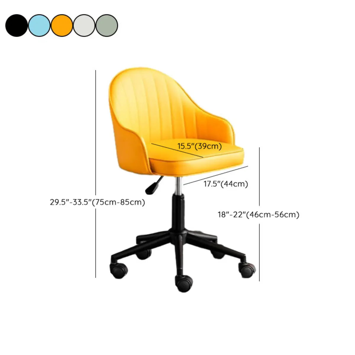 Yellow Swivel Leather Adjustable Seat Height Office Chair 