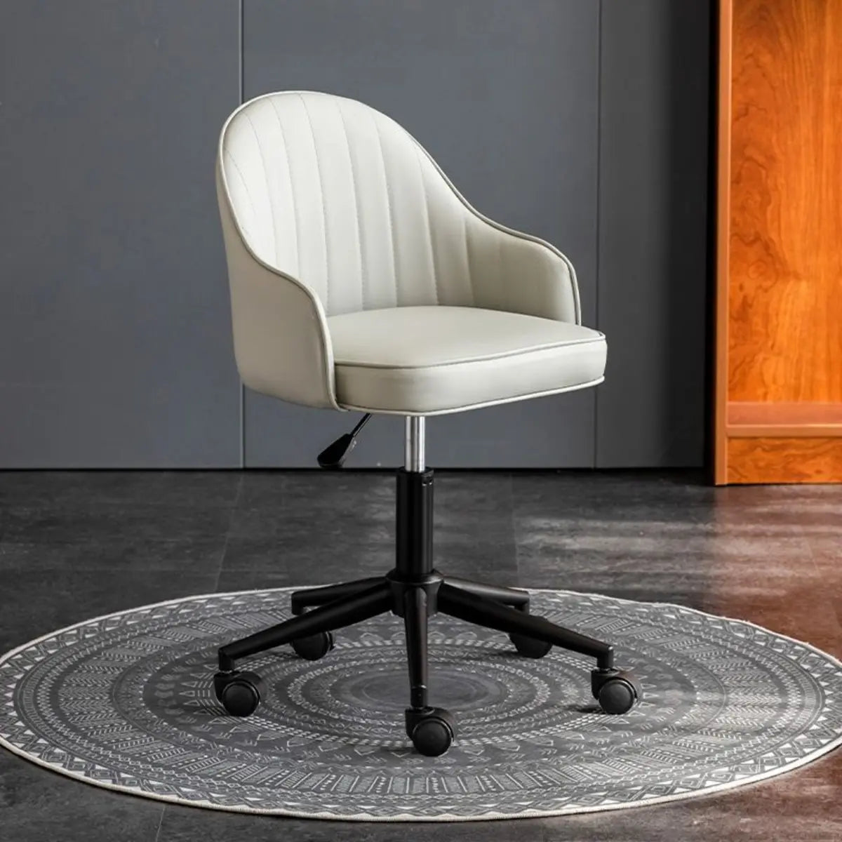 Yellow Swivel Leather Adjustable Seat Height Office Chair Image - 5