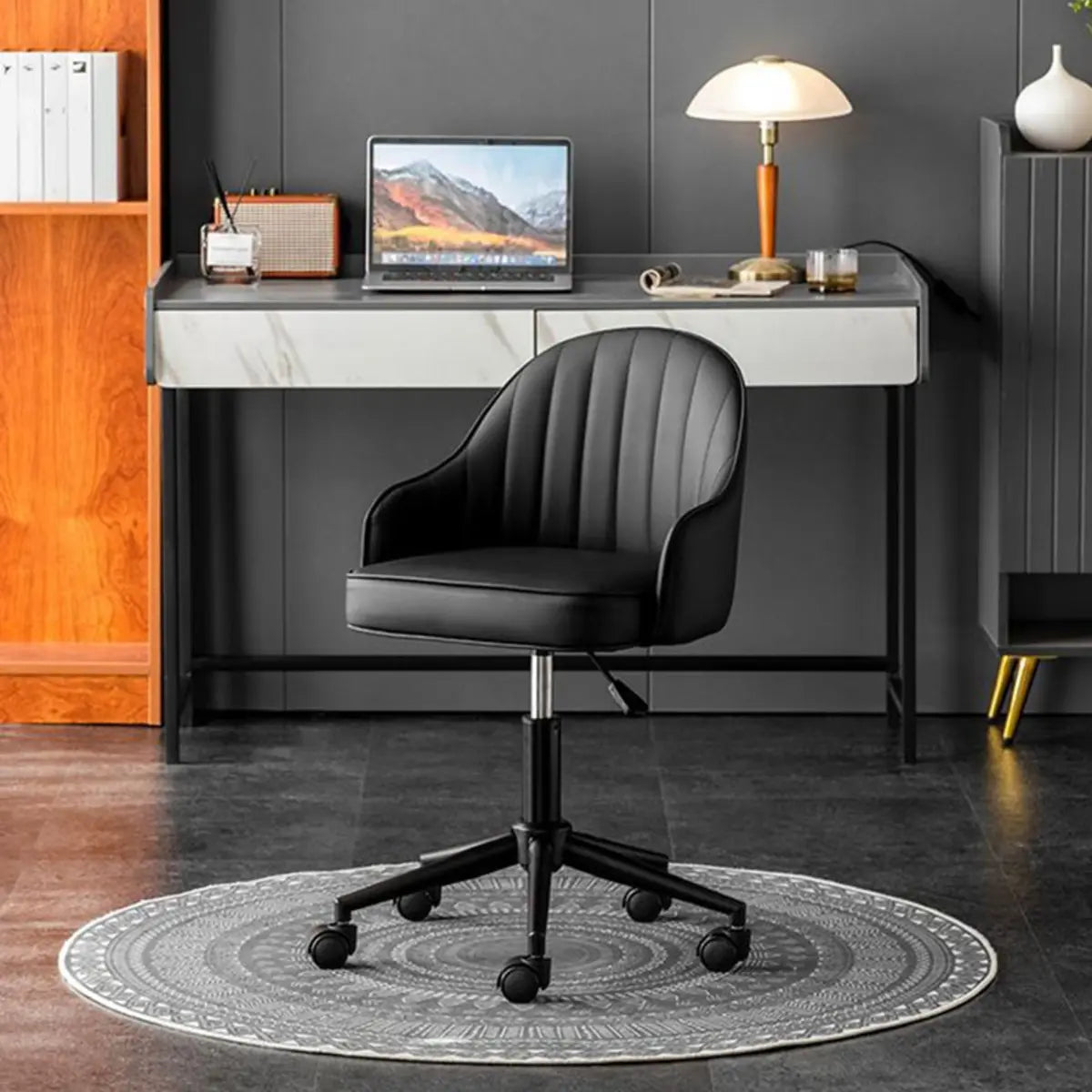 Yellow Swivel Leather Adjustable Seat Height Office Chair Image - 8
