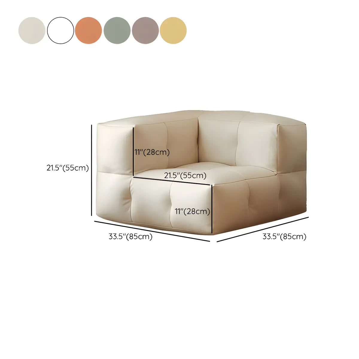 Yellow Tech Cloth Biscuit Back Reclining Corner Chair 