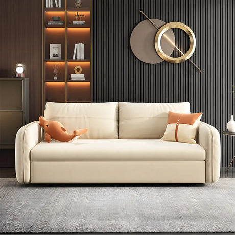 Yellow Velvet Square Arm Sleeper Sofa with Storage Image - 1