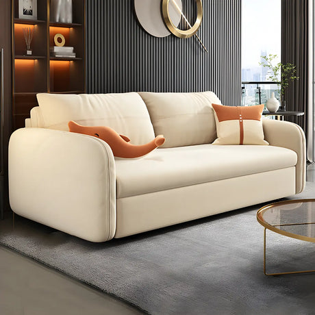 Yellow Velvet Square Arm Sleeper Sofa with Storage Image - 2