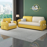 Yellow Water Resistant Loose Back Storage Sofa Bed Image - 5