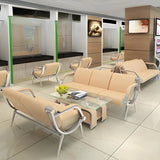 Yellow Waterproof Leather Upholstered Back 3-Seats Sofa Image - 1