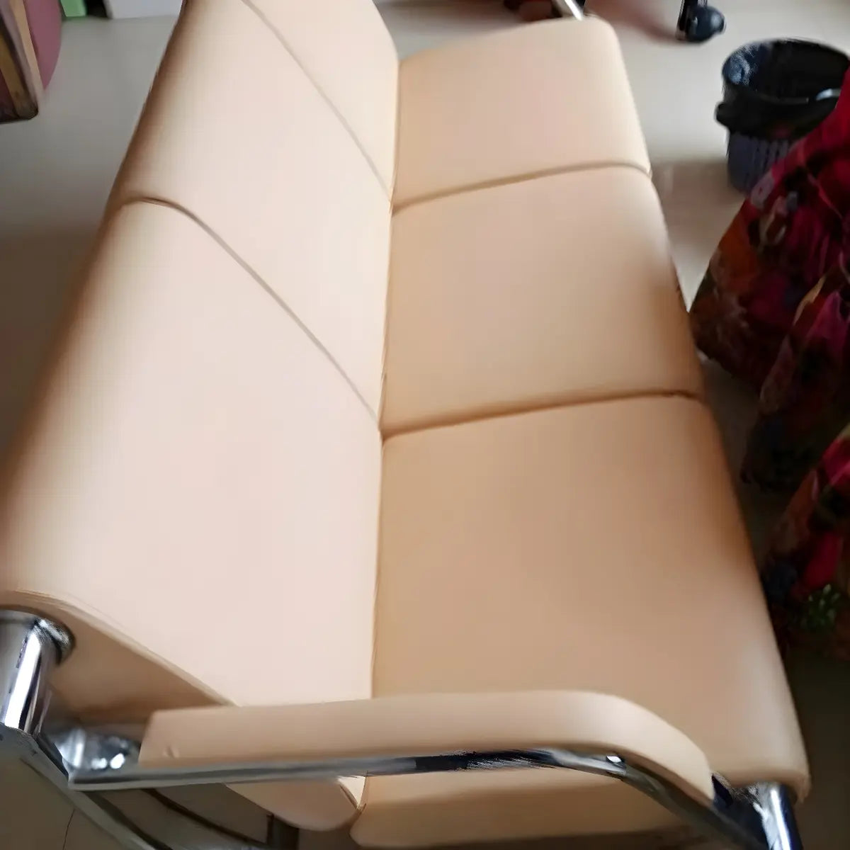 Yellow Waterproof Leather Upholstered Back 3-Seats Sofa Image - 12
