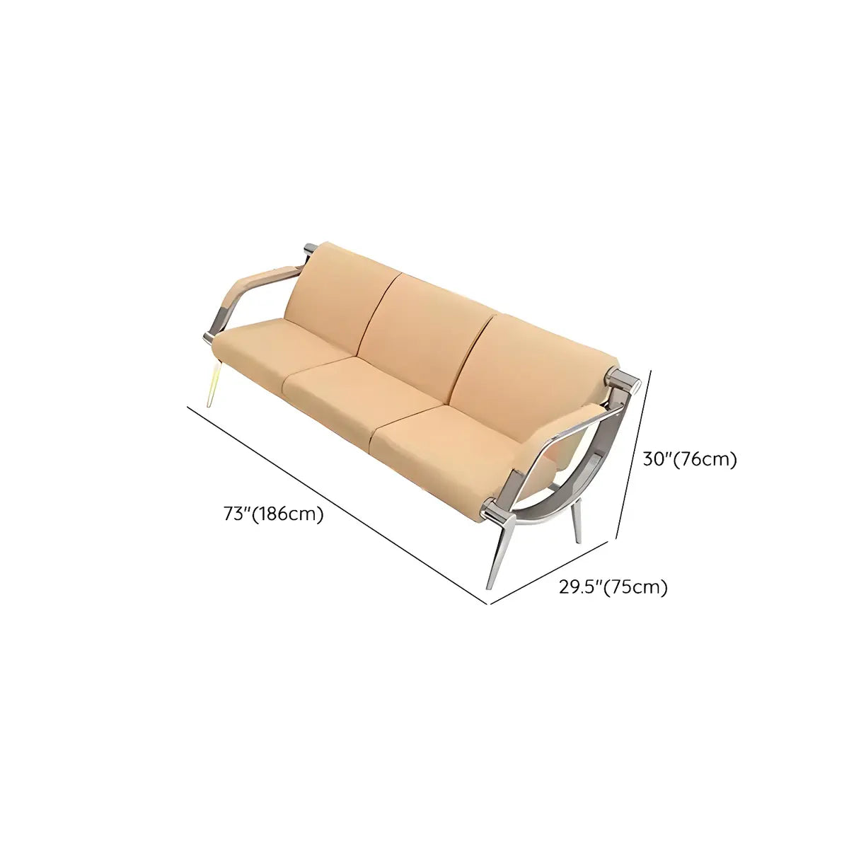 Yellow Waterproof Leather Upholstered Back 3-Seats Sofa Image - 15