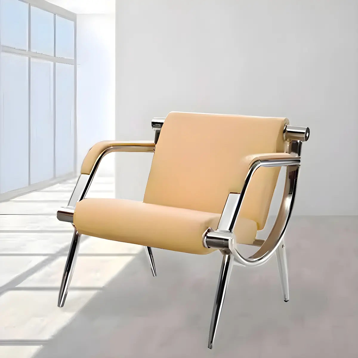 Yellow Waterproof Leather Upholstered Back 3-Seats Sofa Image - 4