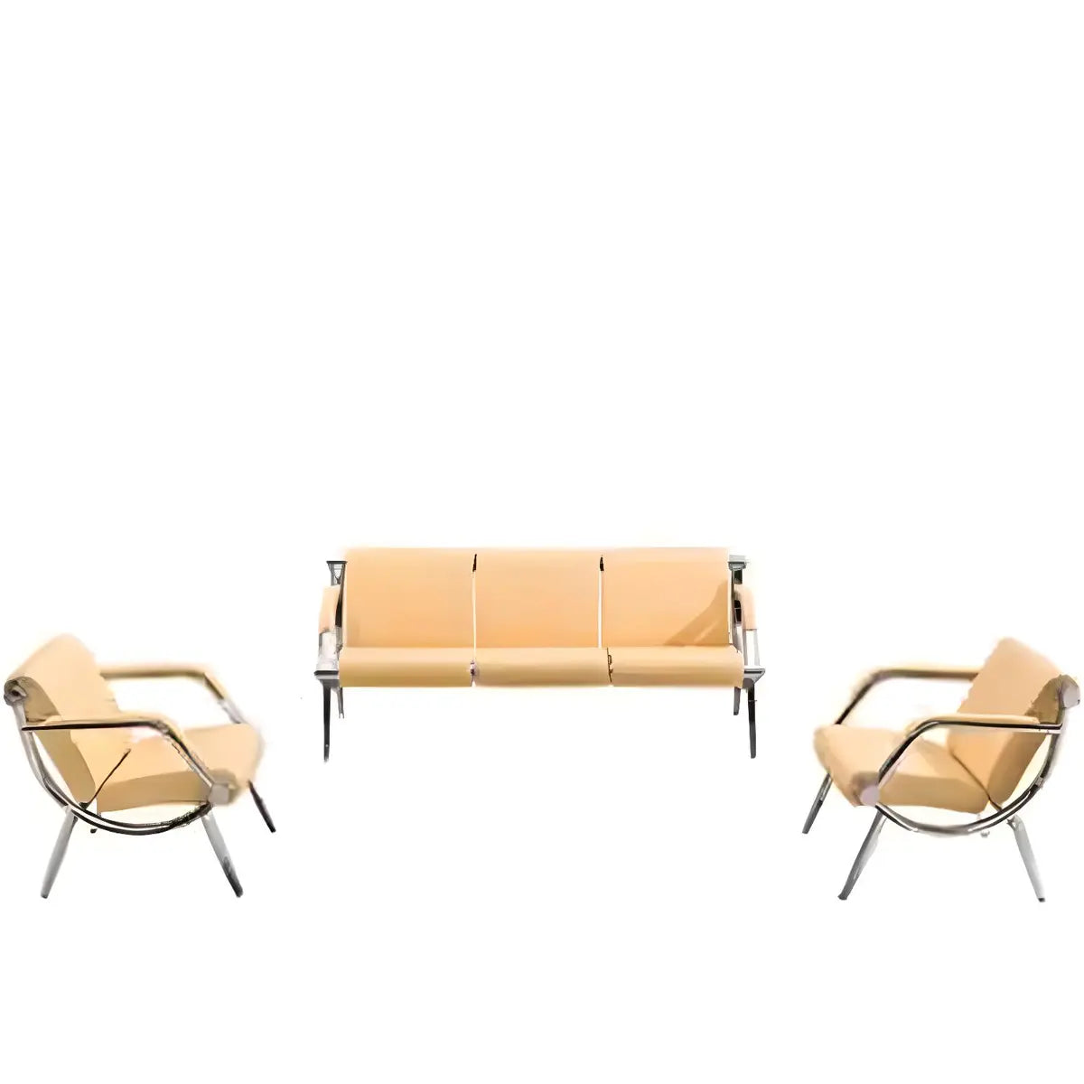 Yellow Waterproof Leather Upholstered Back 3-Seats Sofa Image - 7