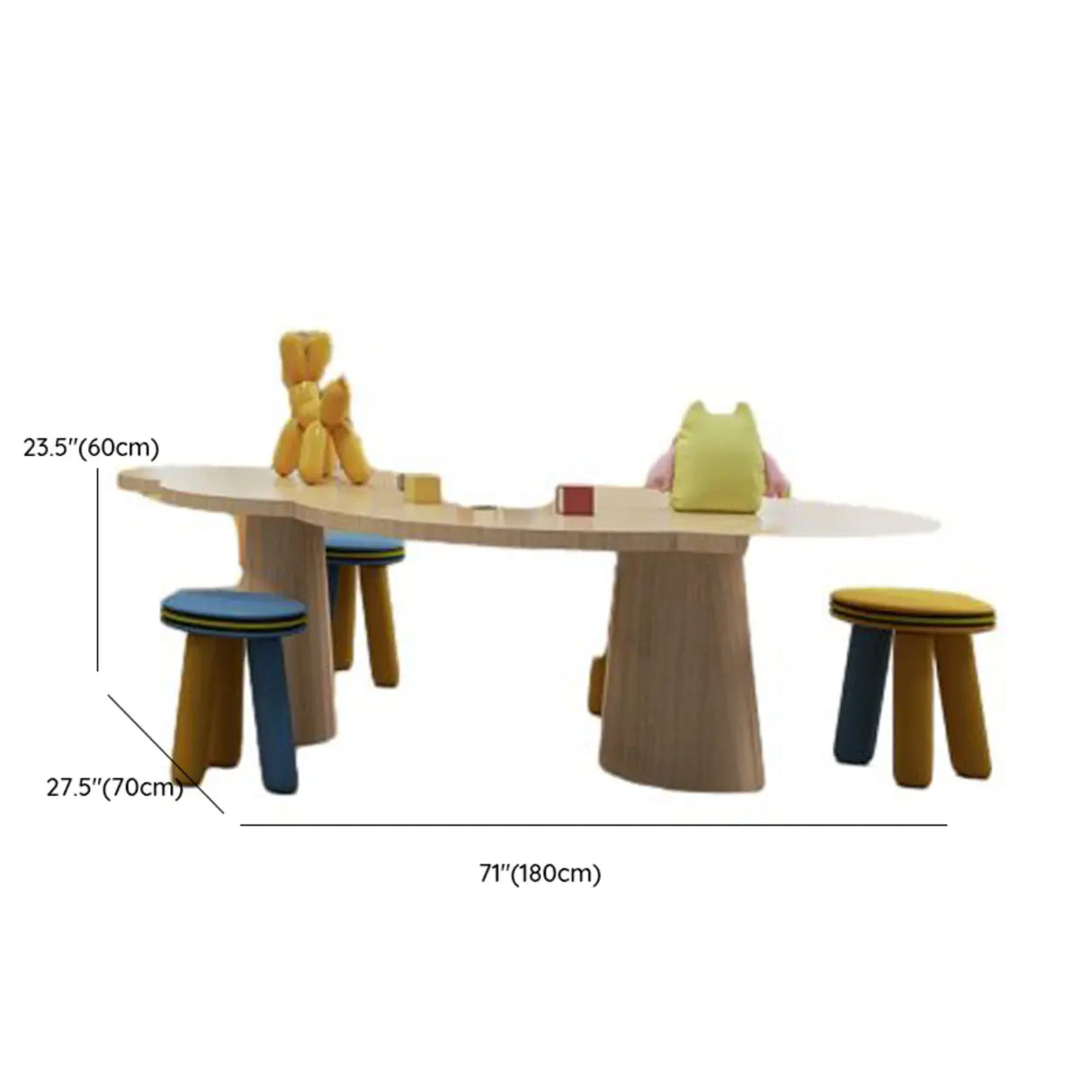 Yellow Wood Oval Toddler Activity Table Chair Set Image - 10