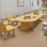 Yellow Wood Oval Toddler Activity Table Chair Set Image - 5