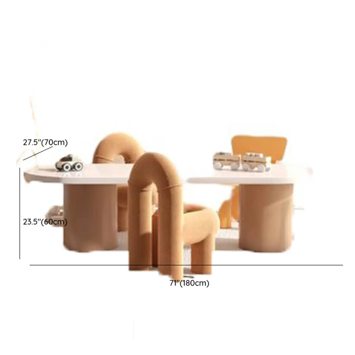 Yellow Wood Oval Toddler Activity Table Chair Set Image - 9